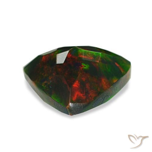 Ópalo negro multicolor natural de 1,25 ct, trillón, opaco