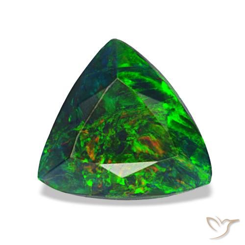 Ópalo negro multicolor natural de 1,20 ct, trillón, opaco
