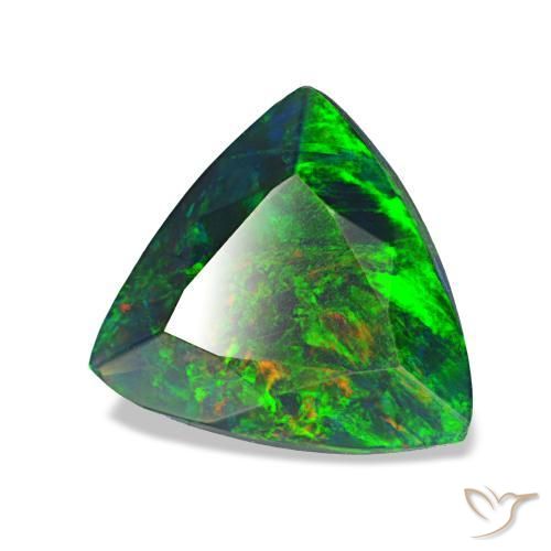 Ópalo negro multicolor natural de 1,20 ct, trillón, opaco