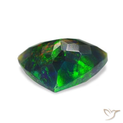 Ópalo negro multicolor natural de 1,20 ct, trillón, opaco