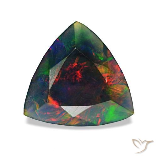 Ópalo negro multicolor de 1,22 ct, trillón, opaco