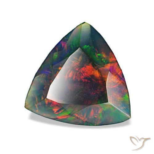 Ópalo negro multicolor natural de 1,22 ct, trillón, opaco
