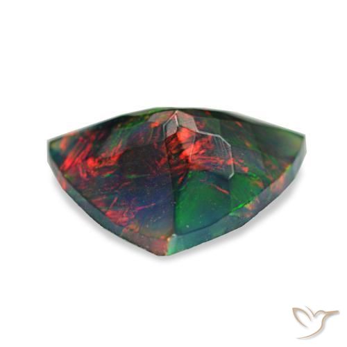 Ópalo negro multicolor natural de 1,22 ct, trillón, opaco