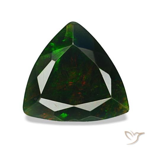 Ópalo negro multicolor natural de 1,19 ct, trillón, opaco