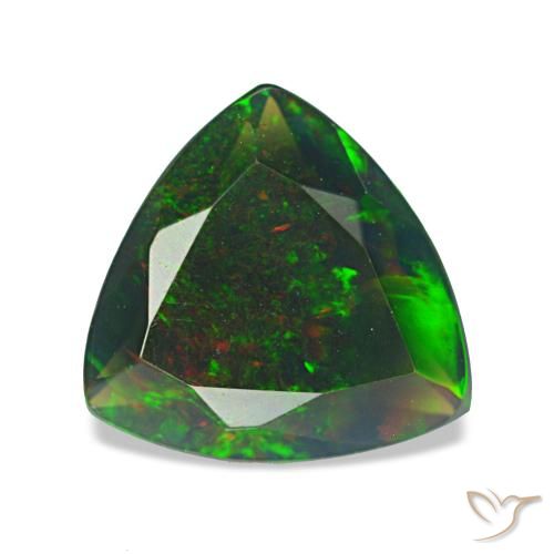 Ópalo negro multicolor de 1,38 ct, trillón, opaco
