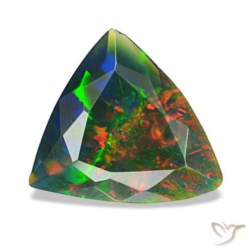 Ópalo negro multicolor de 1,53 ct, trillón, opaco
