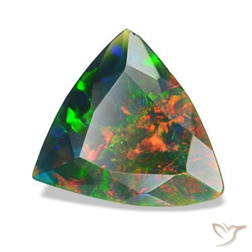 Ópalo negro multicolor natural de 1,53 ct, trillón, opaco