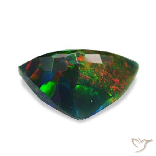 Ópalo negro multicolor natural de 1,53 ct, trillón, opaco