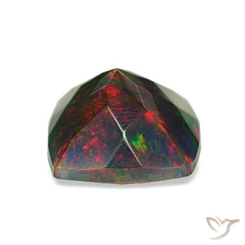 Ópalo negro multicolor natural de 1,45 ct, corte cojín, opaco