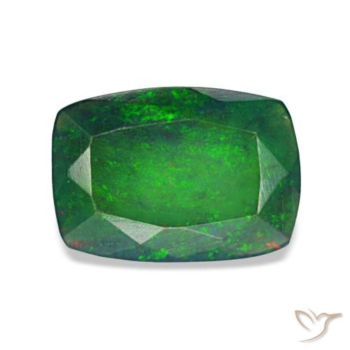Ópalo negro multicolor de 0,90 ct, cojín, translúcido