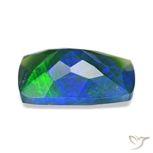 Ópalo negro multicolor natural de 1,42 ct, corte cojín, translúcido