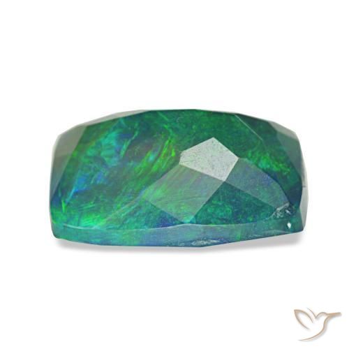Ópalo negro multicolor natural de 1,49 ct, corte cojín, translúcido