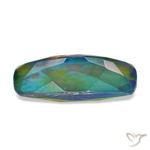 Ópalo negro multicolor natural de 1,34 ct, corte cojín, translúcido