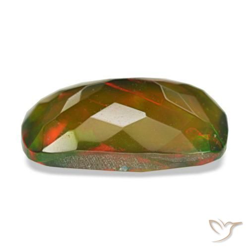 Ópalo negro multicolor natural de 3,41 ct, corte cojín, translúcido