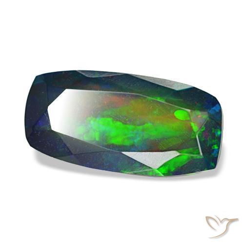 Ópalo negro multicolor natural de 1,84 ct, corte cojín, translúcido