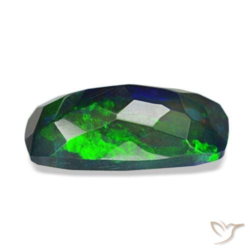 Ópalo negro multicolor natural de 1,84 ct, corte cojín, translúcido