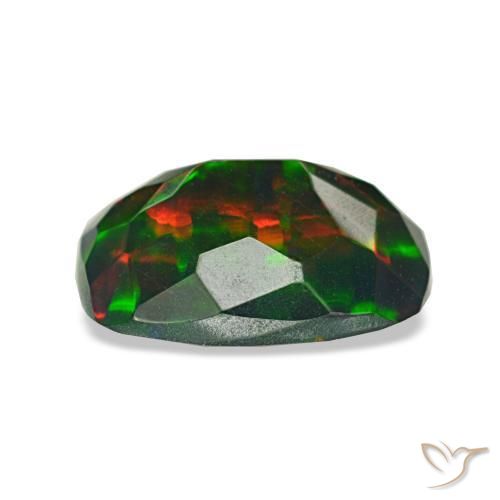 Ópalo negro multicolor natural de 1,20 ct, corte cojín, translúcido