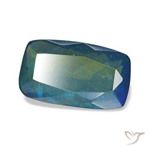 Ópalo negro multicolor natural de 1,29 ct, corte cojín, translúcido