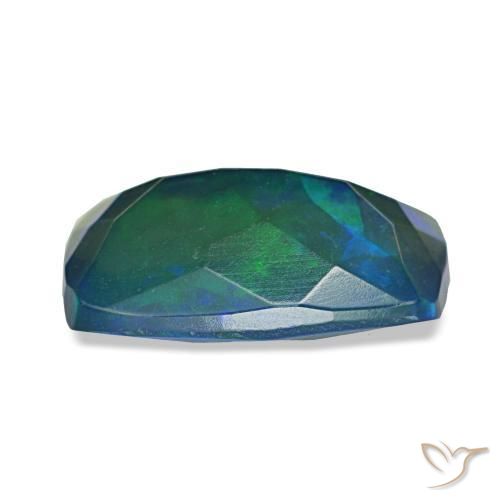 Ópalo negro multicolor natural de 1,29 ct, corte cojín, translúcido