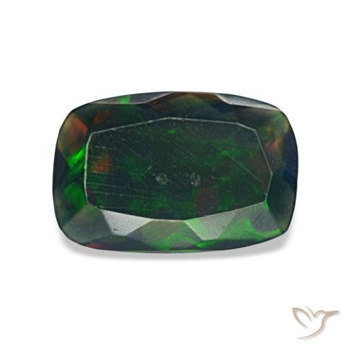 Ópalo negro multicolor de 0,94 ct, cojín, translúcido