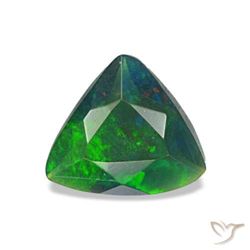 Ópalo negro multicolor natural de 0,57 ct, trillón, translúcido
