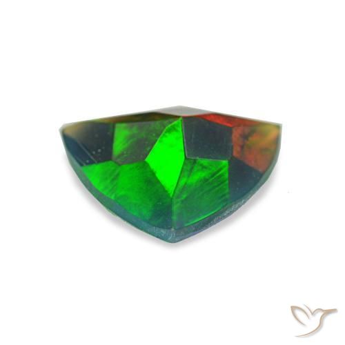 Ópalo negro multicolor natural de 0,77 ct, trillón, translúcido