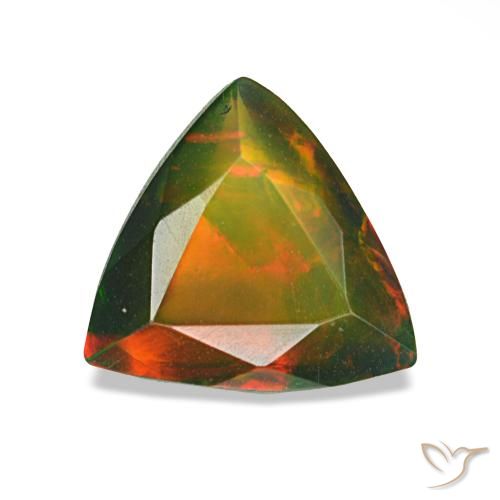 Ópalo negro multicolor de 0,89 ct, trillón, translúcido