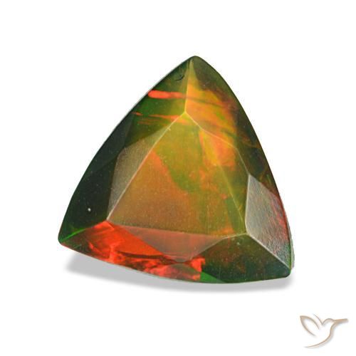Ópalo negro multicolor natural de 0,89 ct, trillón, translúcido