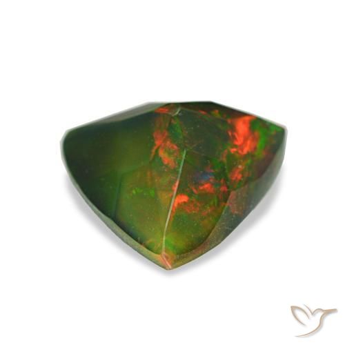Ópalo negro multicolor natural de 0,89 ct, trillón, translúcido