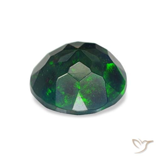 Ópalo negro multicolor natural de 0,97 ct, corte redondo, opaco