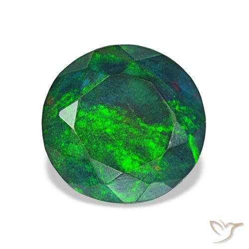 Ópalo negro multicolor natural de 1,86 ct, corte redondo, opaco