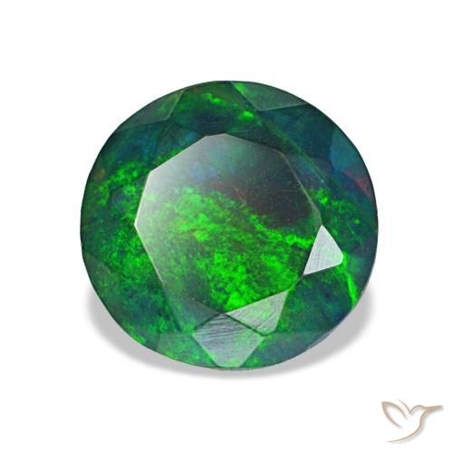 Ópalo negro multicolor natural de 1,86 ct, corte redondo, opaco