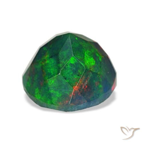 Ópalo negro multicolor natural de 1,86 ct, corte redondo, opaco