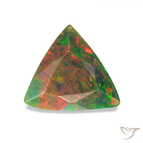 Ópalo negro multicolor de 0,59 ct, trillón, opaco