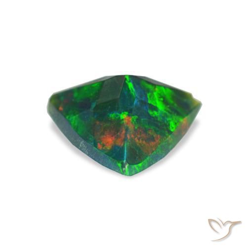 Ópalo negro multicolor natural de 0,59 ct, trillón, opaco