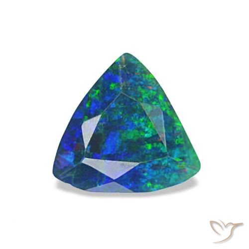 Ópalo negro multicolor de 0,49 ct, trillón, opaco