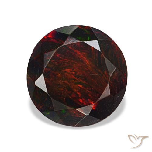 Ópalo negro multicolor natural de 1,62 ct, corte redondo, opaco