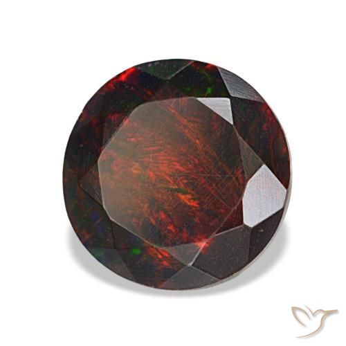 Ópalo negro multicolor natural de 1,62 ct, corte redondo, opaco