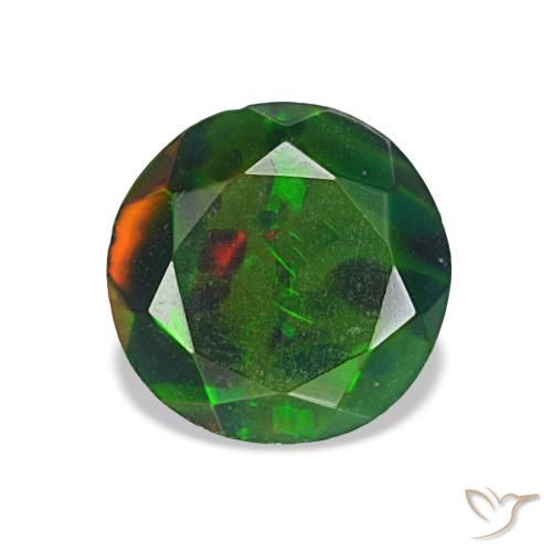 Ópalo negro multicolor natural de 1,04 ct, corte redondo, opaco