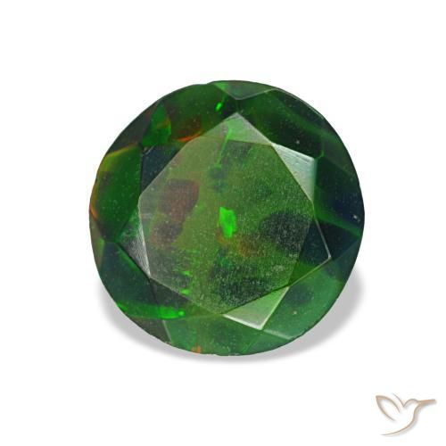 Ópalo negro multicolor natural de 1,04 ct, corte redondo, opaco