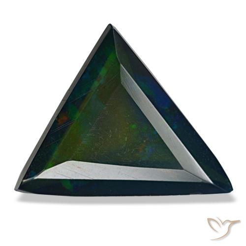Ópalo negro multicolor natural de 3,13 ct, trillón, translúcido