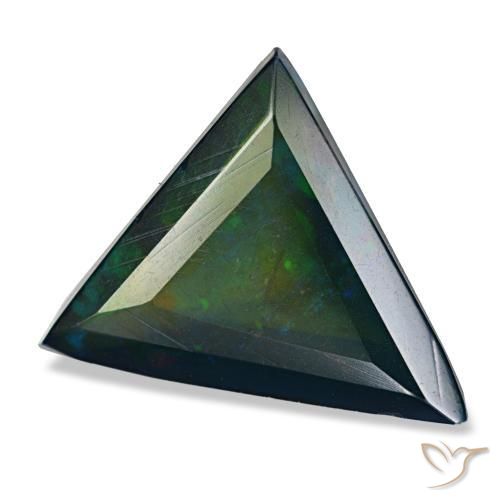 Ópalo negro multicolor natural de 3,13 ct, trillón, translúcido