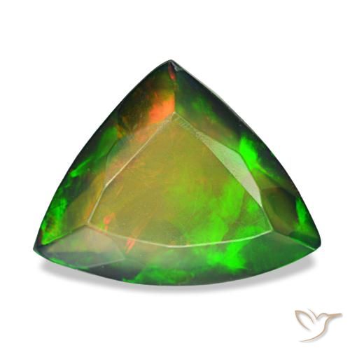 Ópalo negro multicolor natural de 2,87 ct, trillón, translúcido