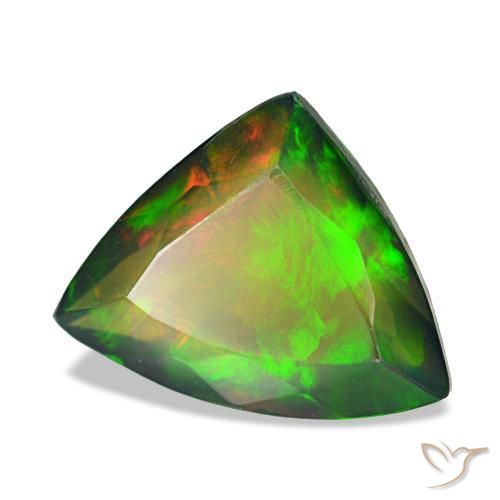Ópalo negro multicolor natural de 2,87 ct, trillón, translúcido