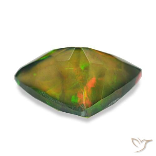 Ópalo negro multicolor natural de 2,87 ct, trillón, translúcido