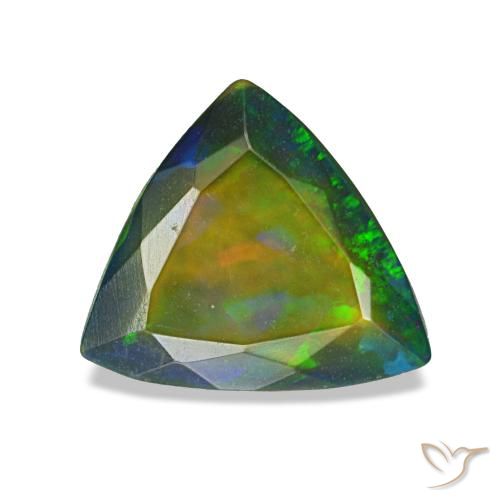 Ópalo negro multicolor natural de 1,35 ct, trillón, translúcido