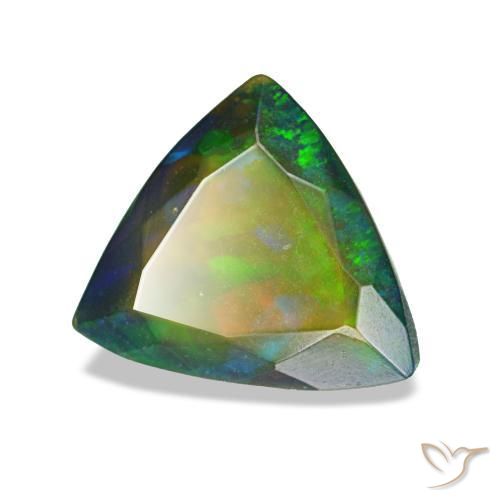 Ópalo negro multicolor natural de 1,35 ct, trillón, translúcido
