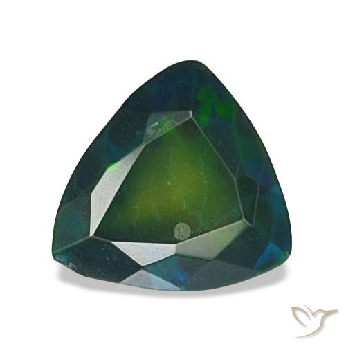 Ópalo negro multicolor natural de 1,61 ct, trillón, translúcido