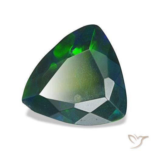 Ópalo negro multicolor natural de 1,61 ct, trillón, translúcido