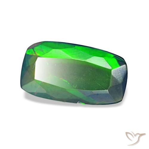 Ópalo negro multicolor natural de 0,93 ct, corte cojín, translúcido